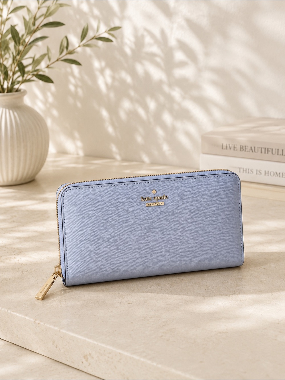 kate spade Light Blue Zip-Around Wallet